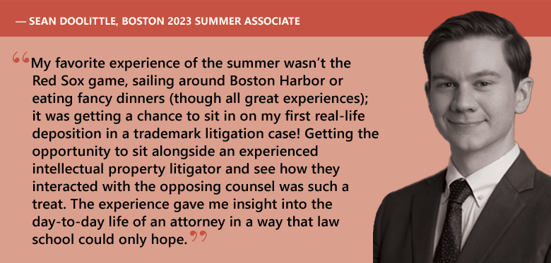 Sean DooLittle, Boston 2023 Summer Associate Quote
